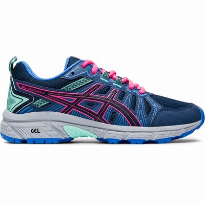 Asics Gel-Venture 7 GS - Lasten Polkujuoksukengät - Laivastonsininen/Pinkki